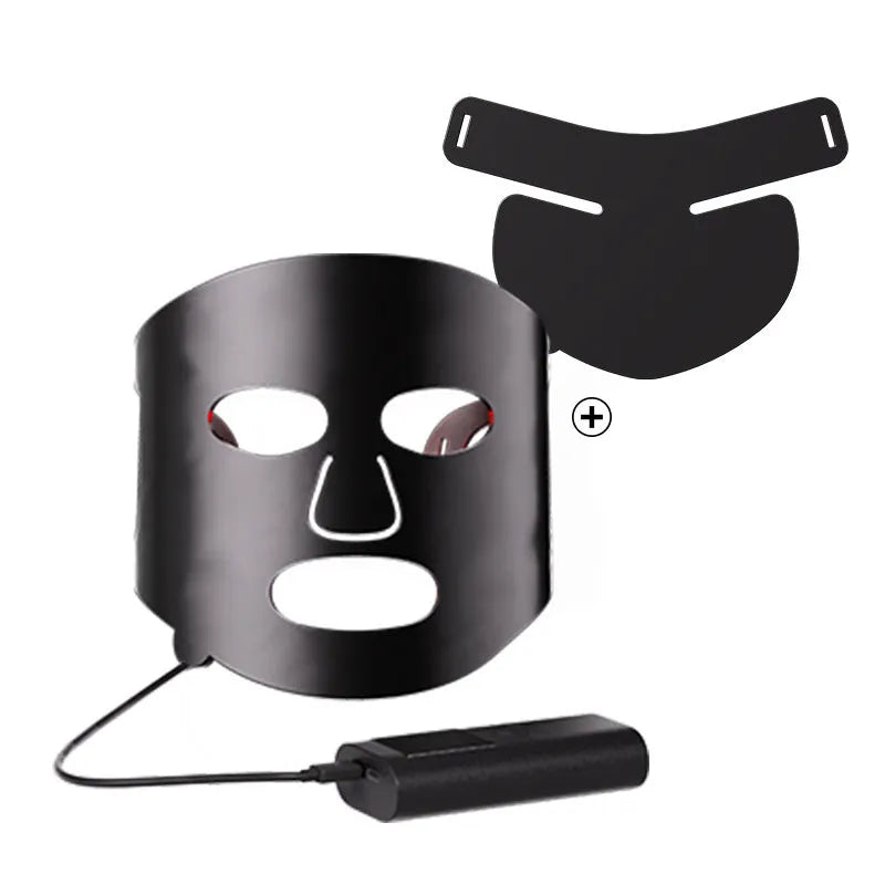Black gold LED phototherapy face mask with seven light therapy modes for home skin treatment