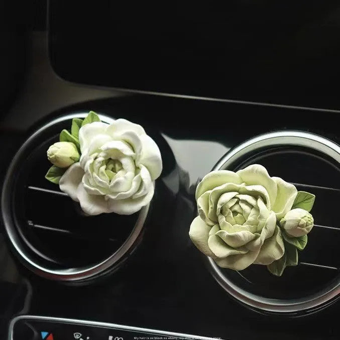 Jasmine car perfume solid air vent diffuser in gypsum with 5ml essential oil bottle