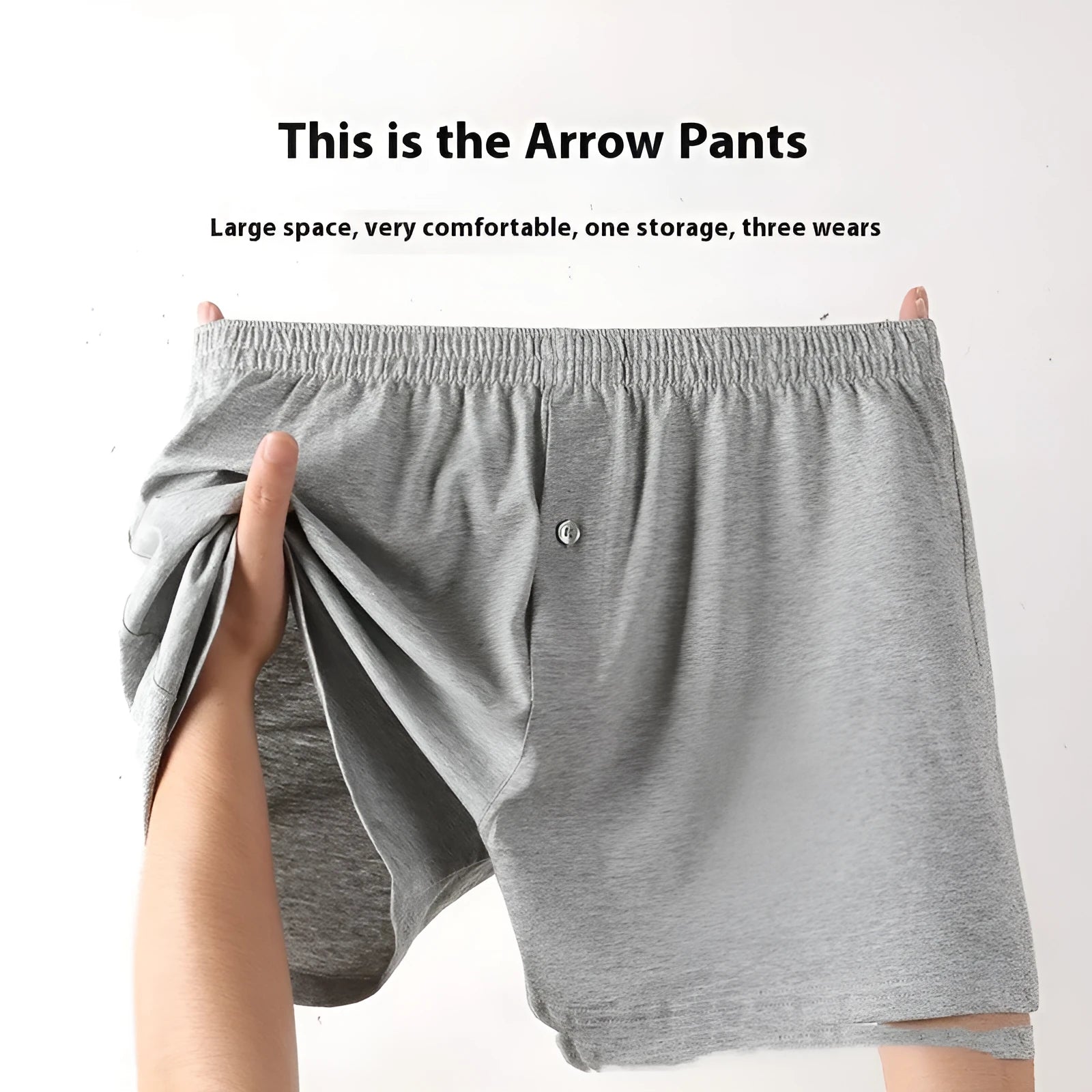 Men's loose fit pure cotton boxer shorts in black, high waist design