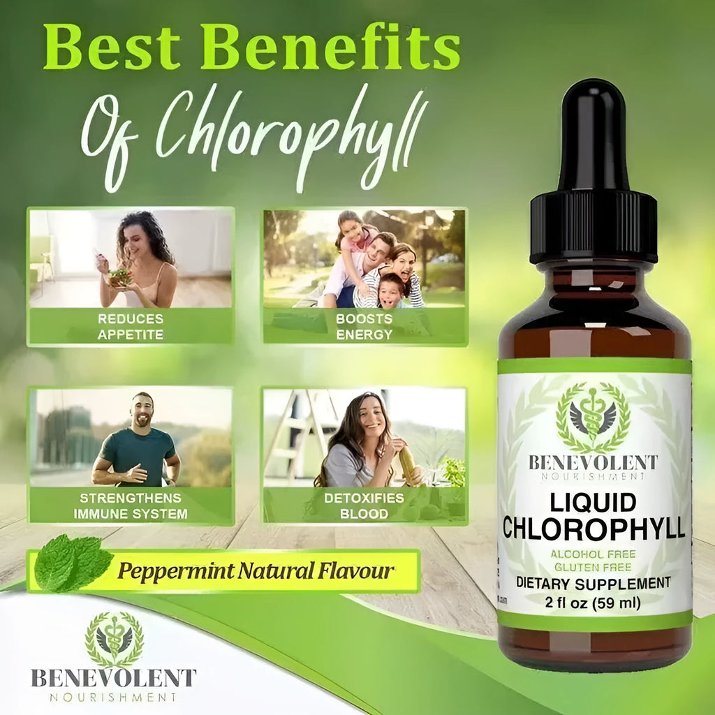 60ml bottle of liquid chlorophyll drops with dropper for adult intestinal care