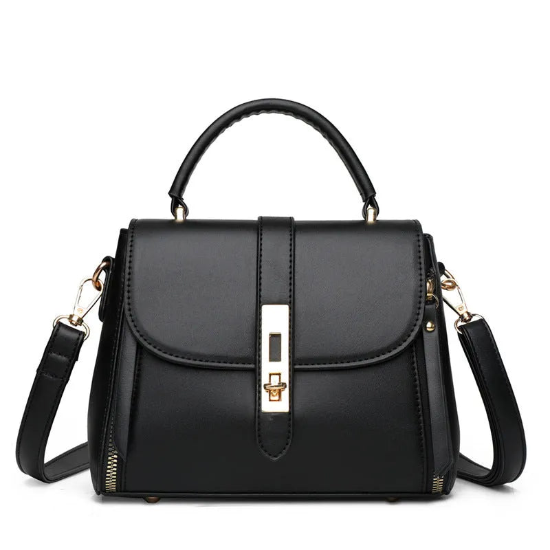 Women's square vertical messenger bag in soft PU leather with single shoulder strap