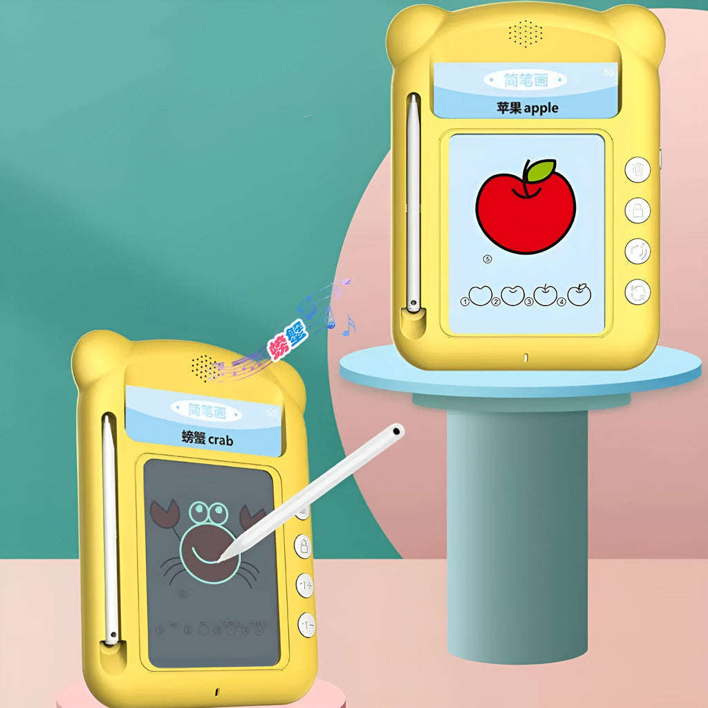 Yellow ABS plastic bilingual early learning machine with educational cards for childhood development
