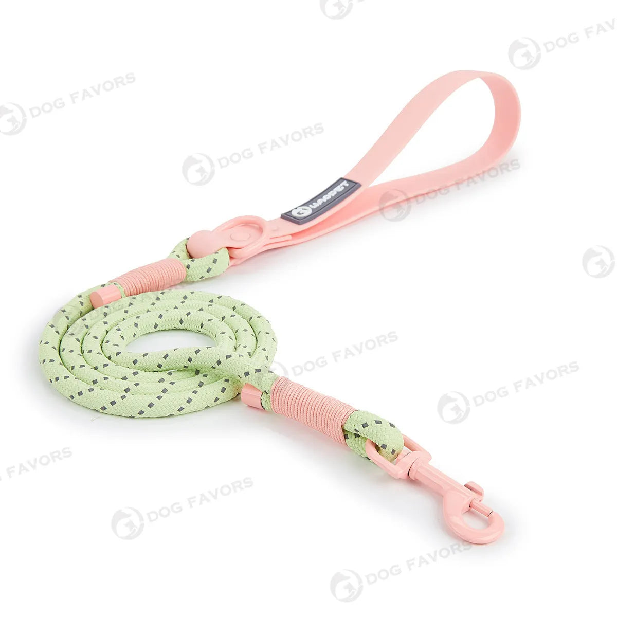 Solid colour PVC dog hand holding rope leash in dark red purple yellow or taoyao green, 120cm long.