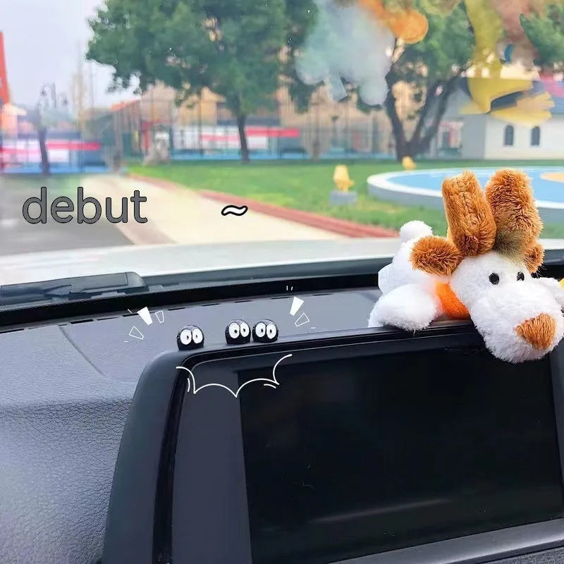 Small black resin briquette cartoon decoration for car interior with traceless glue