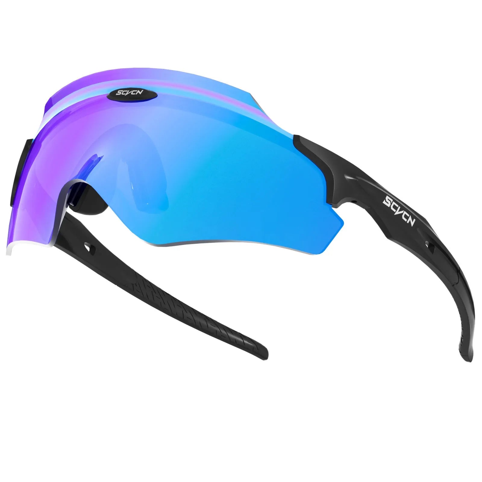 Frameless integrated lens windproof sports goggles in multiple colour styles.