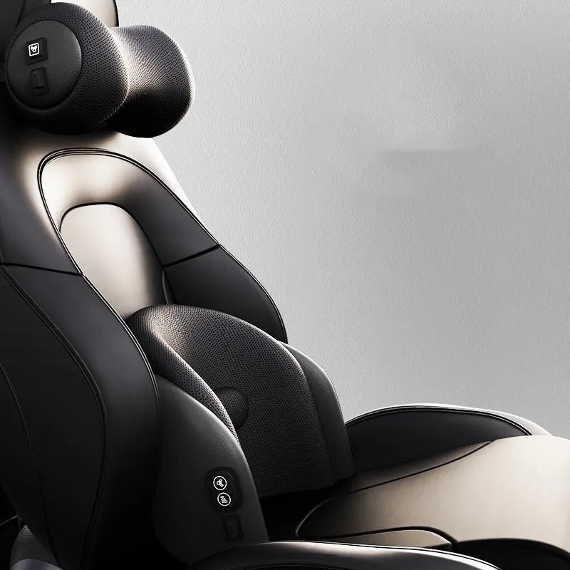 Car seat massage cushion with headrest and lumbar support in memory cotton