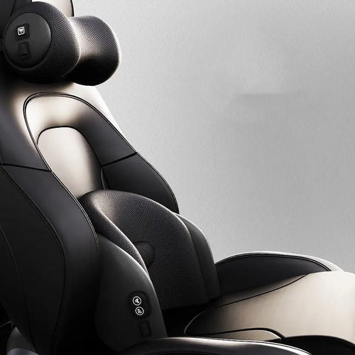 Car seat massage cushion with headrest and lumbar support in memory cotton