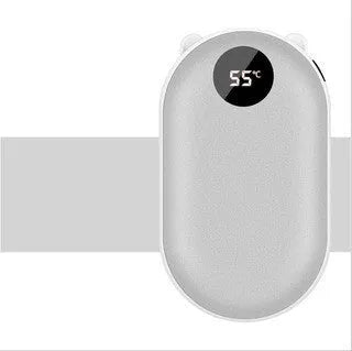 Rechargeable mini hand warmer and power bank in rose gold, local gold, or digital display colours
