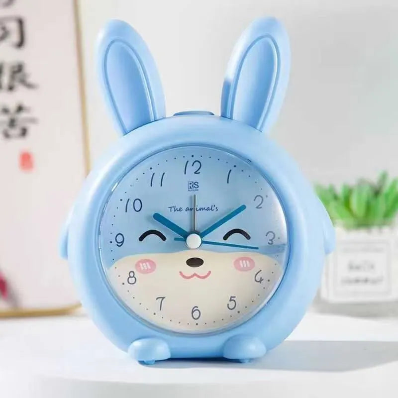 Cartoon children's singing alarm clock with night light in pink and blue options
