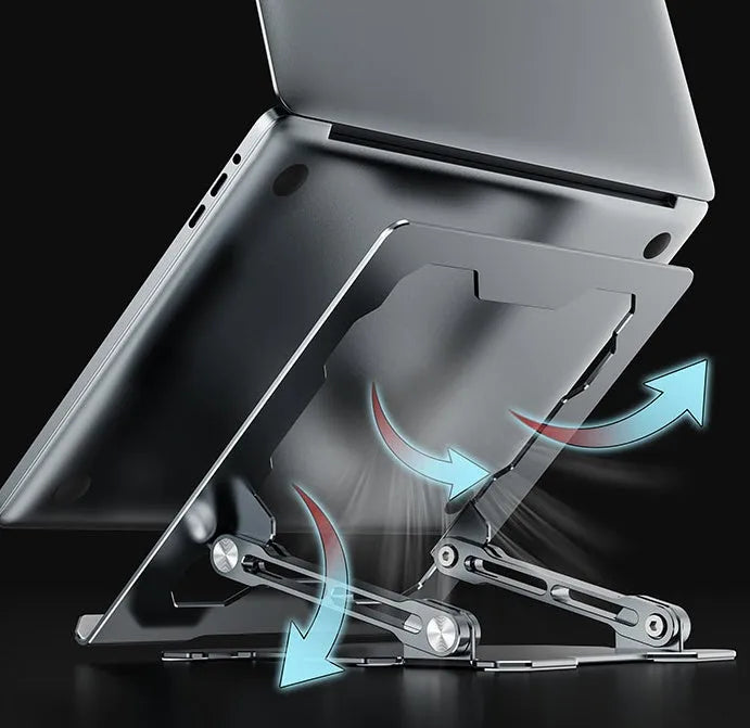 Aluminum alloy adjustable laptop stand in grey or white for devices up to 15 inches