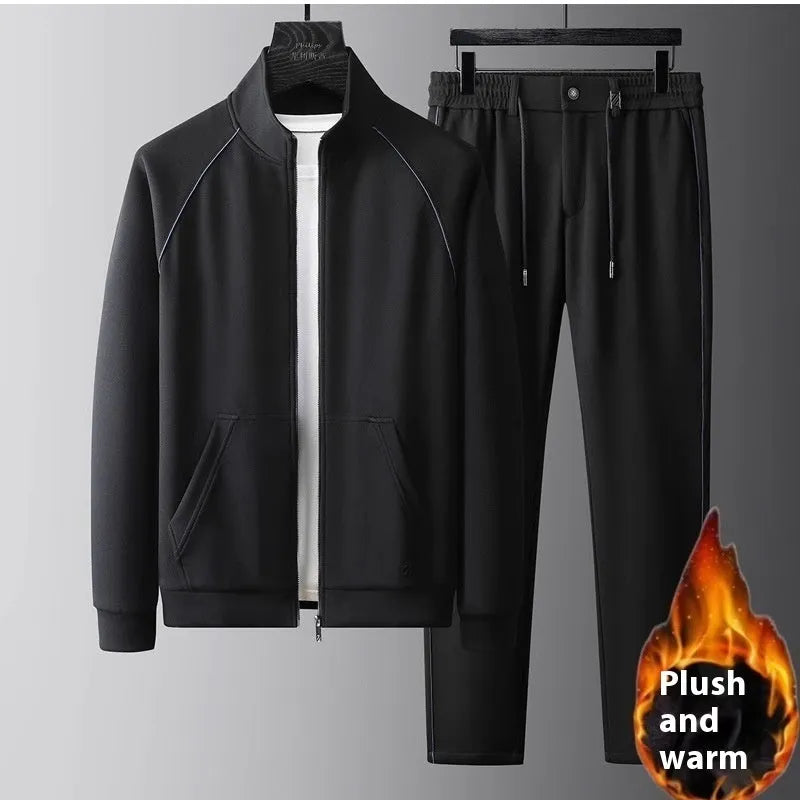 Men's stand collar sports suit in polyvinyl alcohol fibre with slim fit and long sleeves