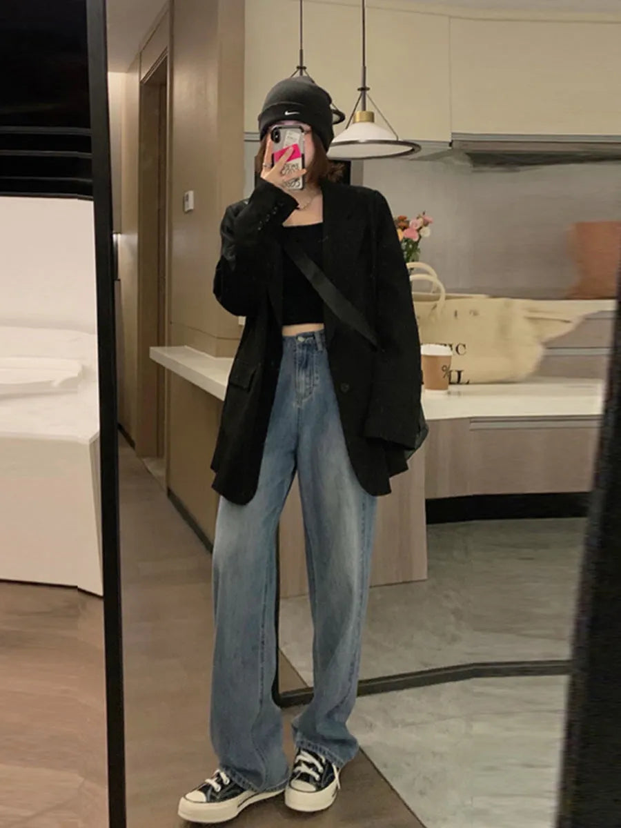 Korean-style fried street small suit jacket in solid colour with pocket details