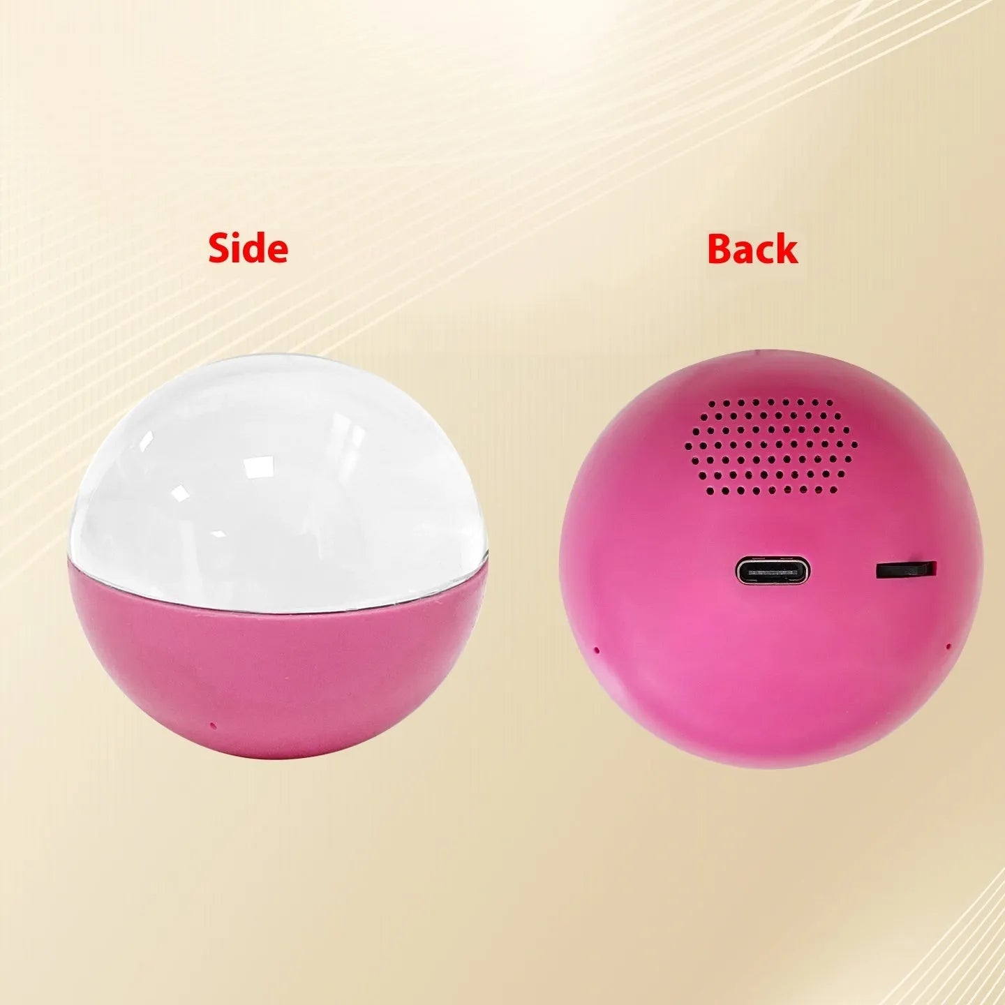 Electronic ball video player with 2.1-inch round screen showing video playback