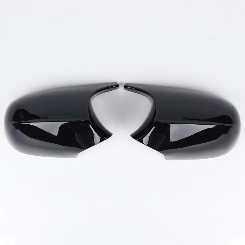 Pair of black and carbon pattern ABS plastic rearview mirror shells for BMW 3 Series E90.