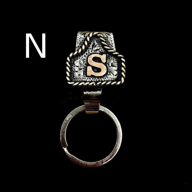Metal cow tag belt key holder with keychain attachment in various colour options