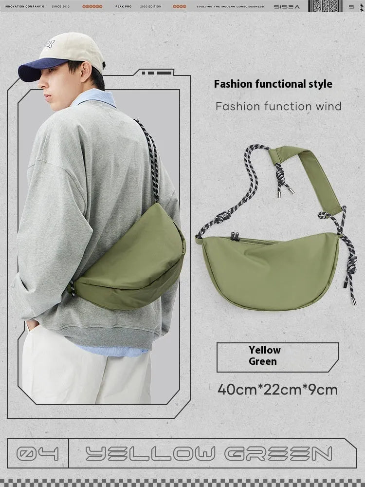 Men's nylon messenger bag in urban simplicity style with large capacity for commuting