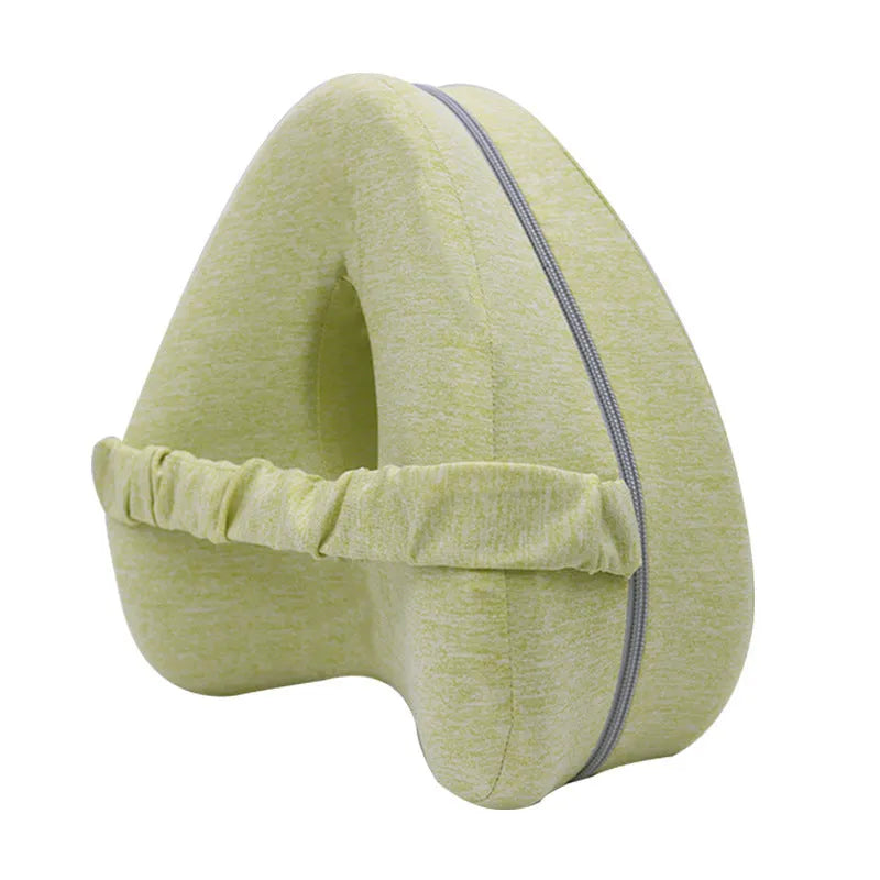 Love heart-shaped memory foam leg pillow in blue colour showing contouring support design