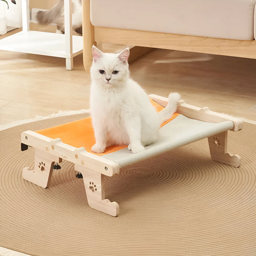 Wooden frame cat hammock hanging bed mounted to window with seven style options