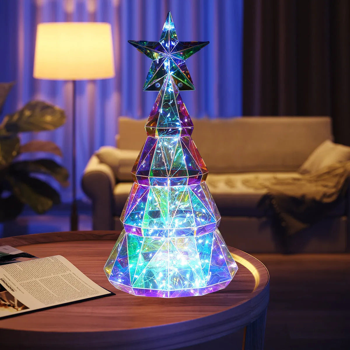 Colourful Christmas tree luminous toy decoration with cartoon style measuring 14.5×4.8×20cm