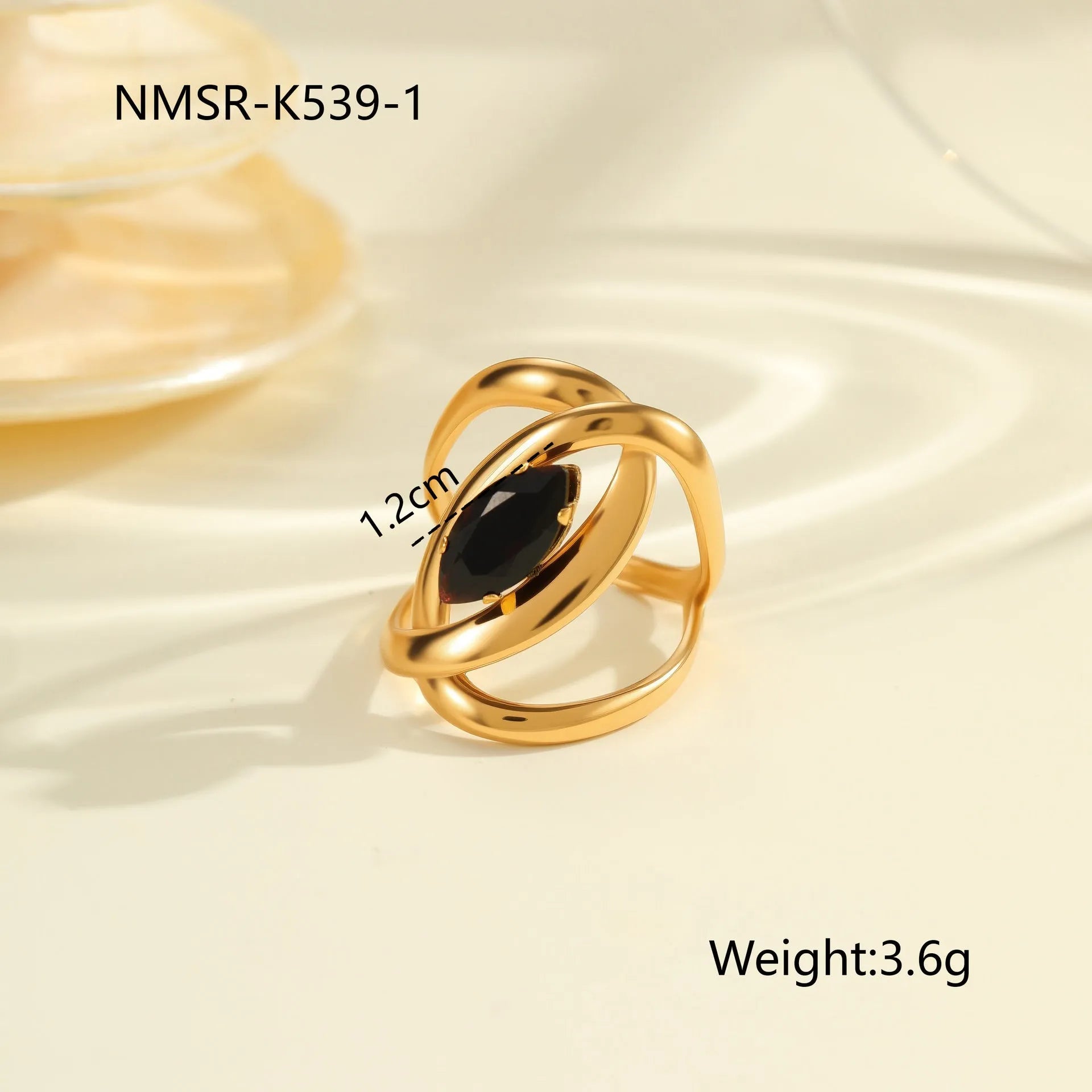 Geometric zircon ring with open mouth adjustable design in stainless steel