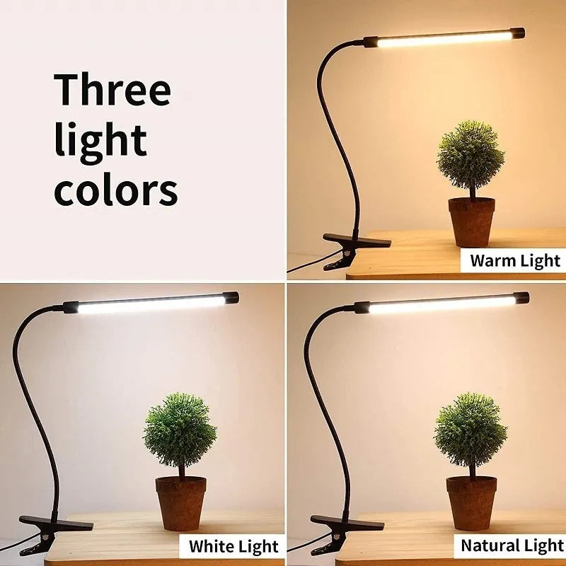 Black and white USB LED desk lamp 26cm length for student dormitory study