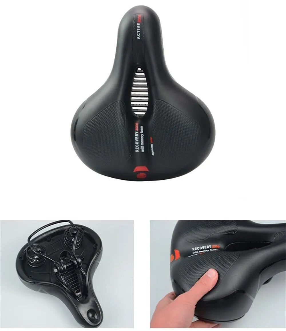 Bicycle saddle cushion with PU leather surface and spring suspension system for road and mountain bikes