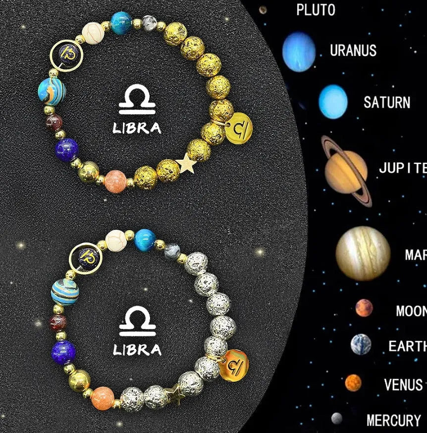 Natural stone beaded bracelets with Chinese zodiac animal designs on elastic cords