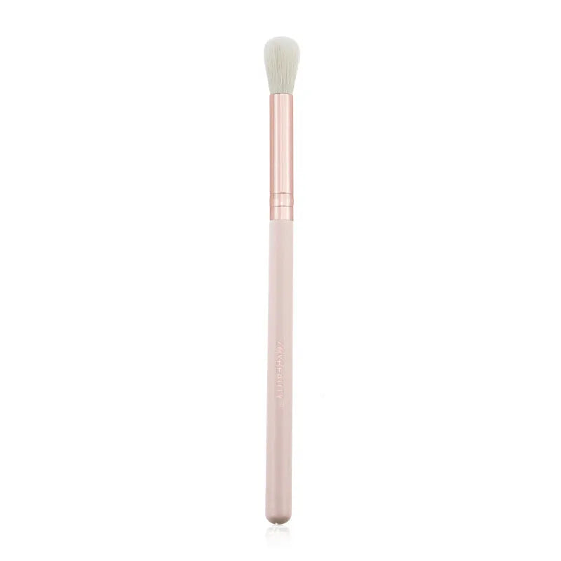 26 piece pink makeup brush set with wooden handles in protective PU storage bag