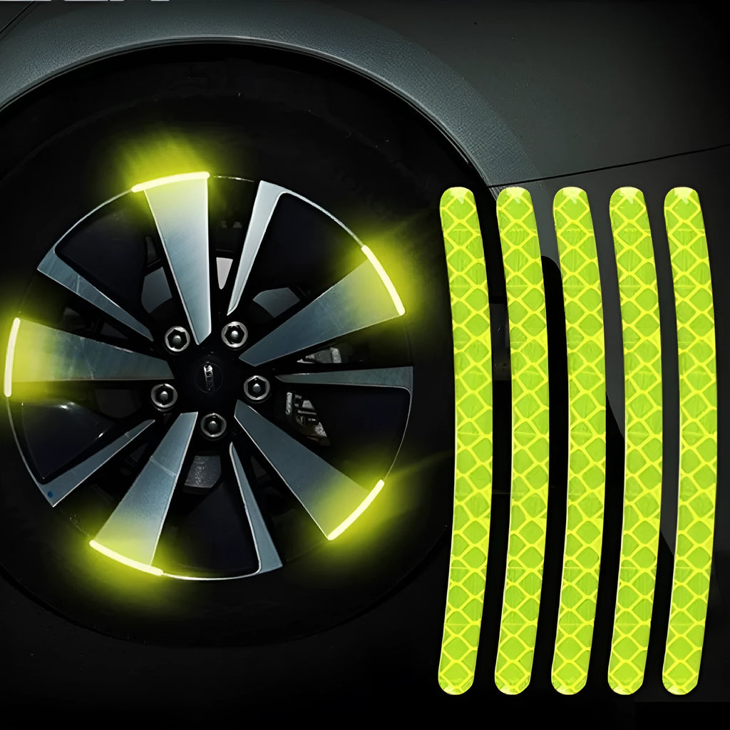 20-piece car wheel hub reflective safety stickers in PVC with arc pattern design