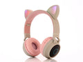 Cartoon cat ears wireless Bluetooth gaming headset showing pink colour option with head-mounted design