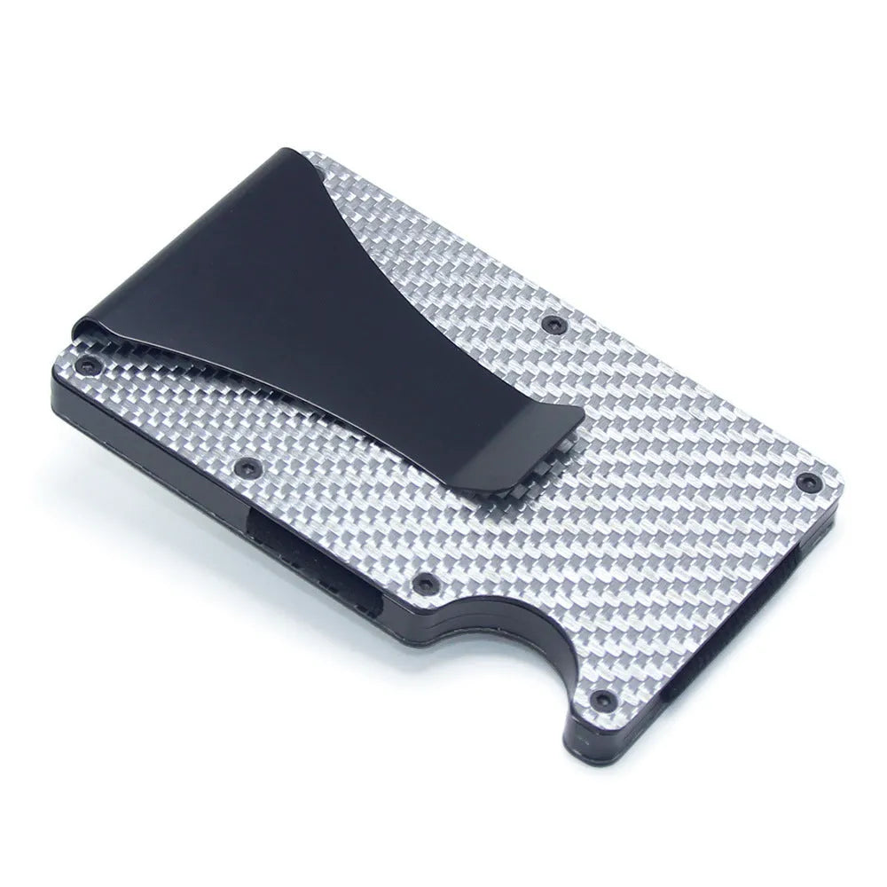 Carbon fibre card holder wallet with geometric design in multiple finish options