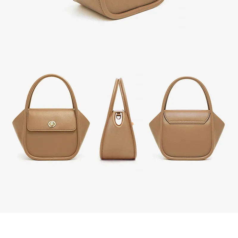 Leather wing-shaped tote cross-body bag in cow leather with single shoulder strap
