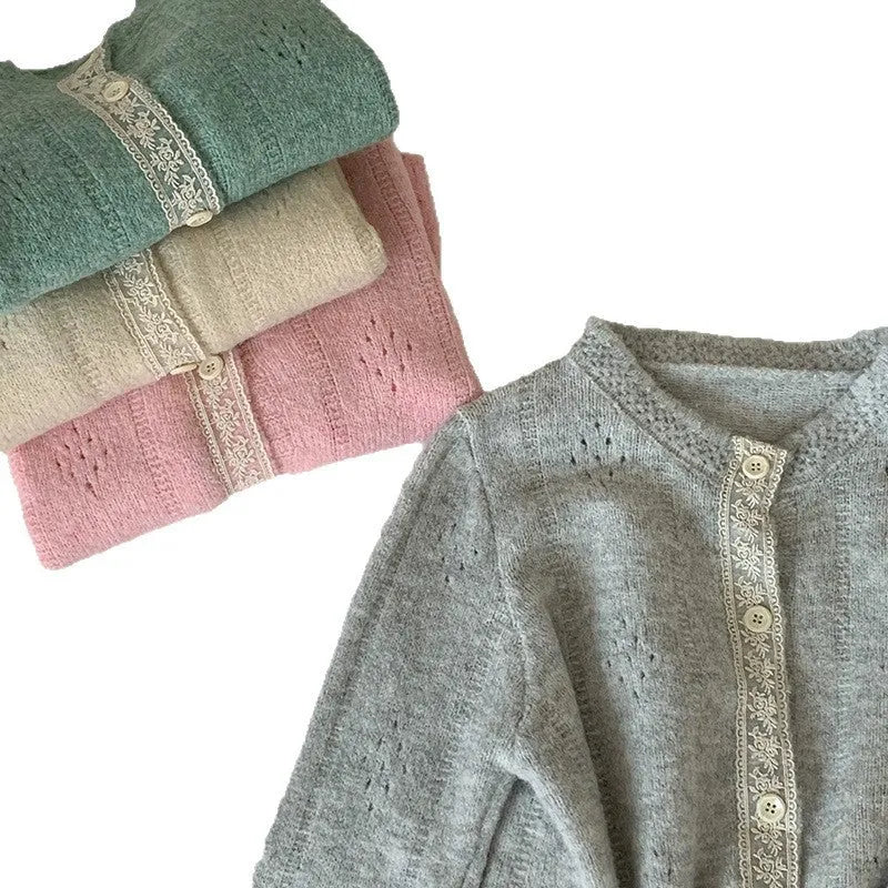 Artistic retro loose-fit Korean sweater coat in viscose fibre, shown in apricot colour.