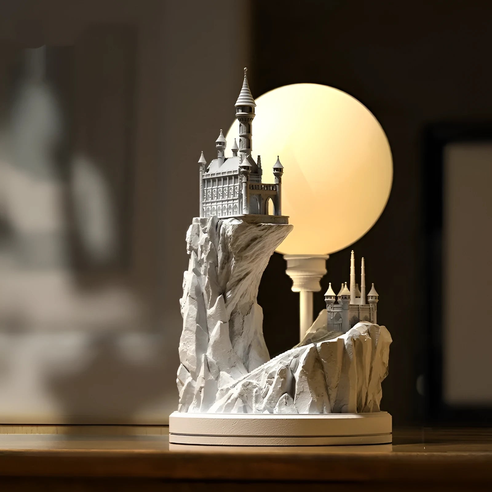 White composite gypsum table lamp with wire control switch for bedroom night lighting