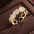 Adjustable open heart couples ring geometric design gold silver colour