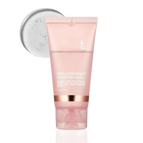 75ml collagen night mask bottle with application brush for overnight facial treatment