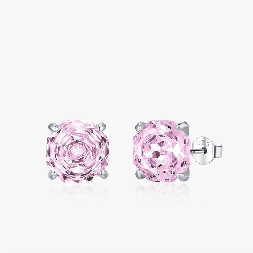S925 sterling silver rose stud earrings in 6mm and 8mm sizes with floral design