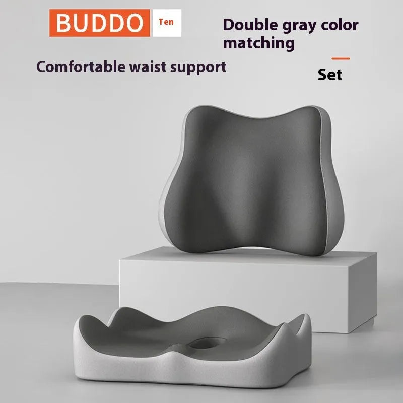 Memory foam office seat cushion for waist and tail vertebra support in blue and grey colour option