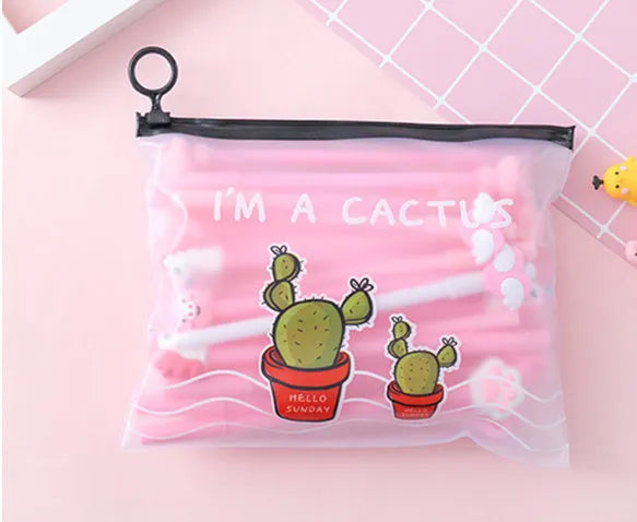 Plastic pen case containing 20 cartoon style 0.5mm black neutral pens
