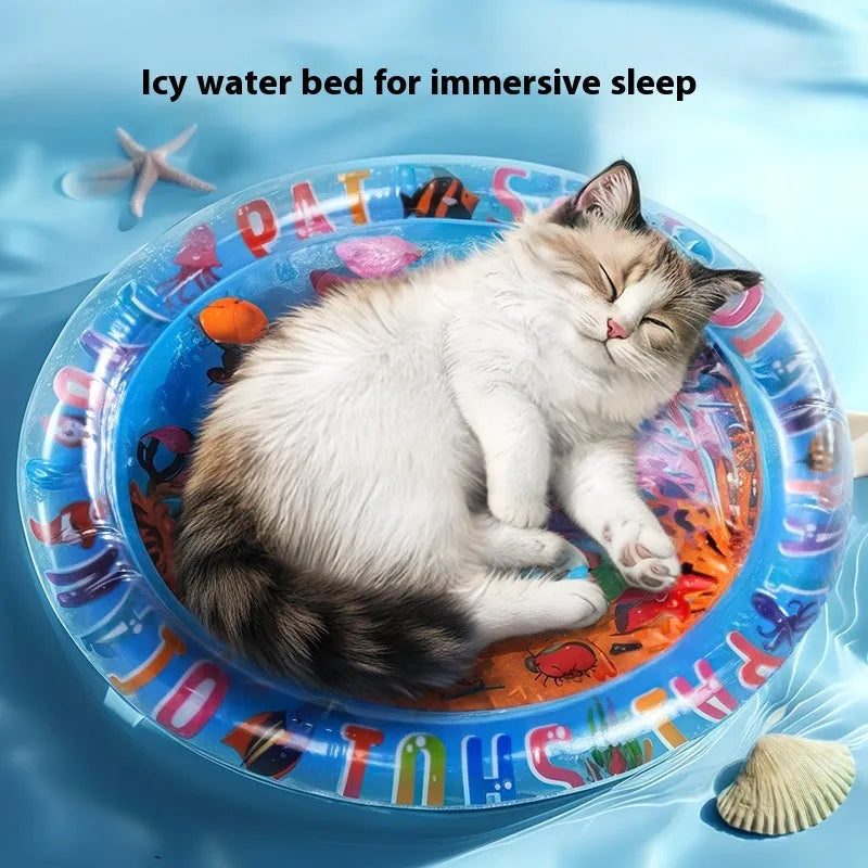PVC inflatable water cooling bed for pets in dolphin and shark designs
