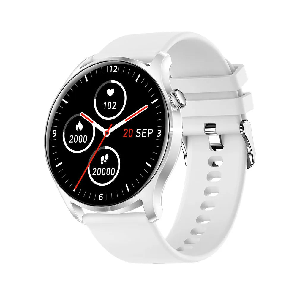 Smart watch with 1.3-inch screen showing heart rate and blood pressure measurement functions on wrist