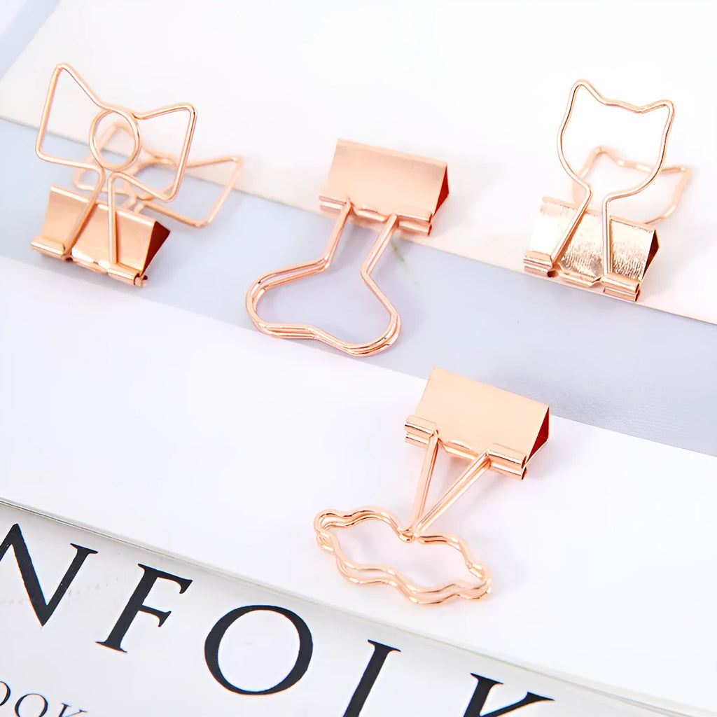 Gold plated decorative metal clip with charm design options for office organisation