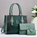 PU leather three-piece crossbody bag set with wallet and card holder in bucket shape