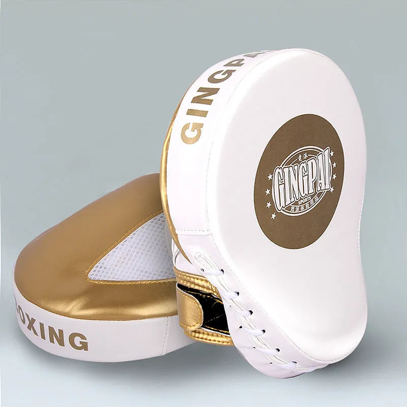 Vertical gold PU leather boxer Sanda training target for martial arts practice.