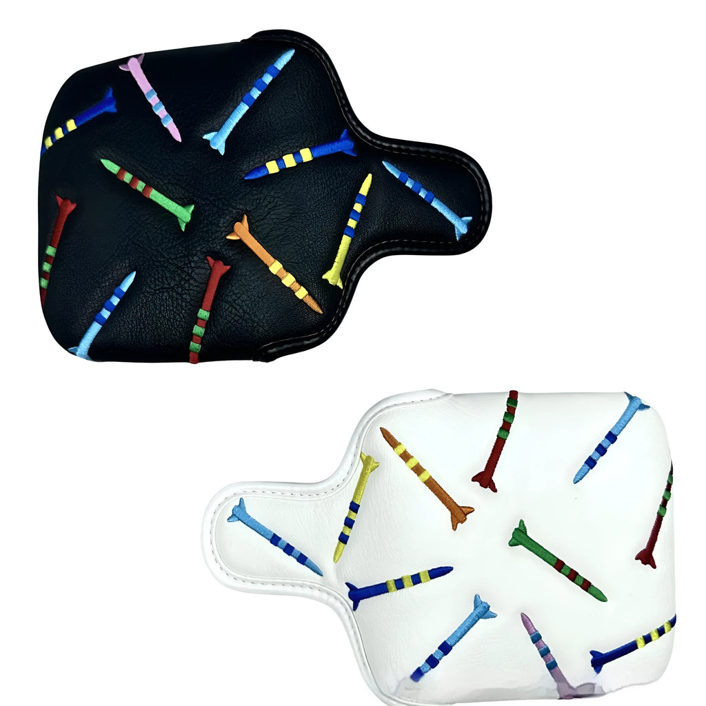 Black and white golf putter protective sleeve made from PU leather
