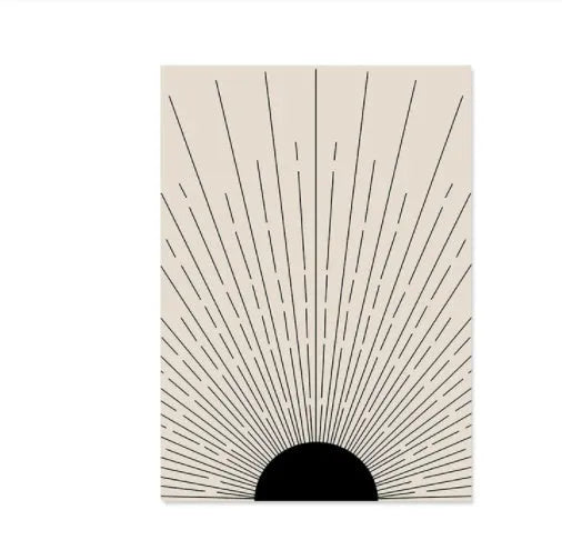 Abstract line art painting of an animal on a frameless canvas, boho home decor.