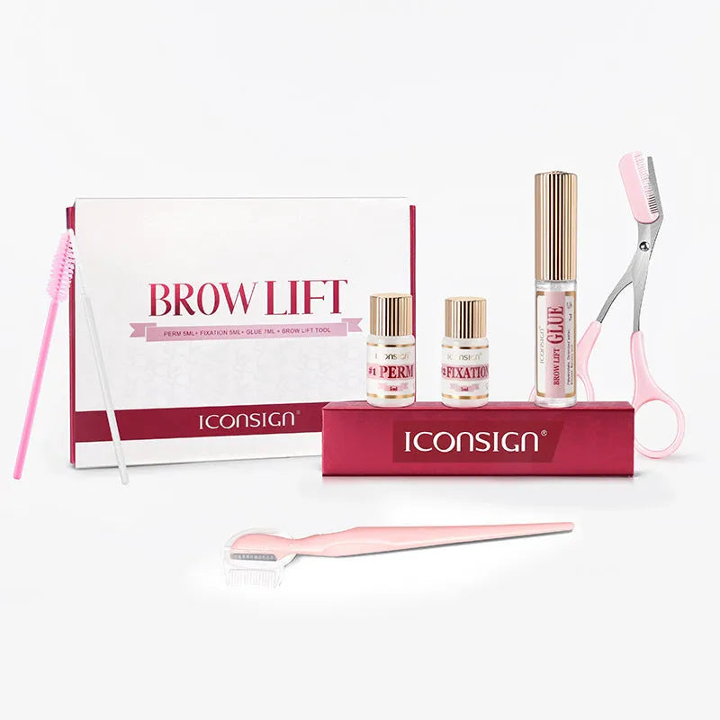 Pink eyebrow perm set with eyebrow scalding and quick ironing tools for keratosis treatments