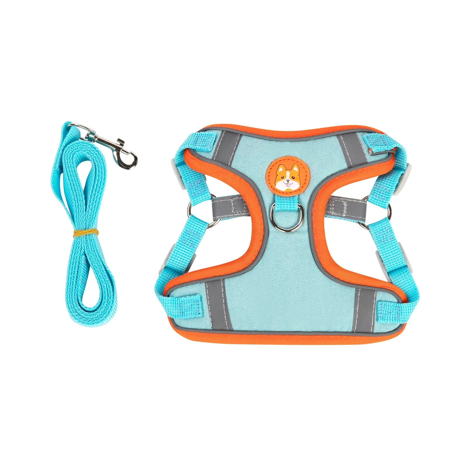 Adjustable dog harness vest in six colours with haulage rope leash attachment