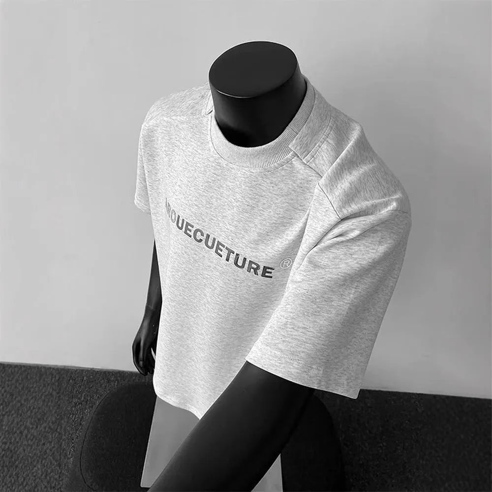 Men's cotton short sleeve T-shirt in loose fit with letter pattern