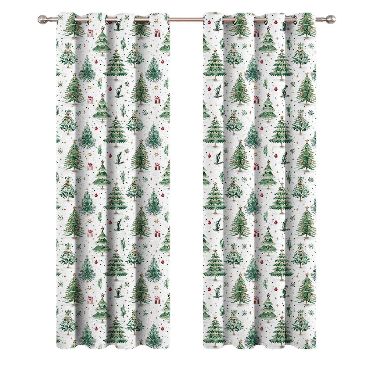 Christmas Forest colour punching shading curtain decoration in polyester fabric